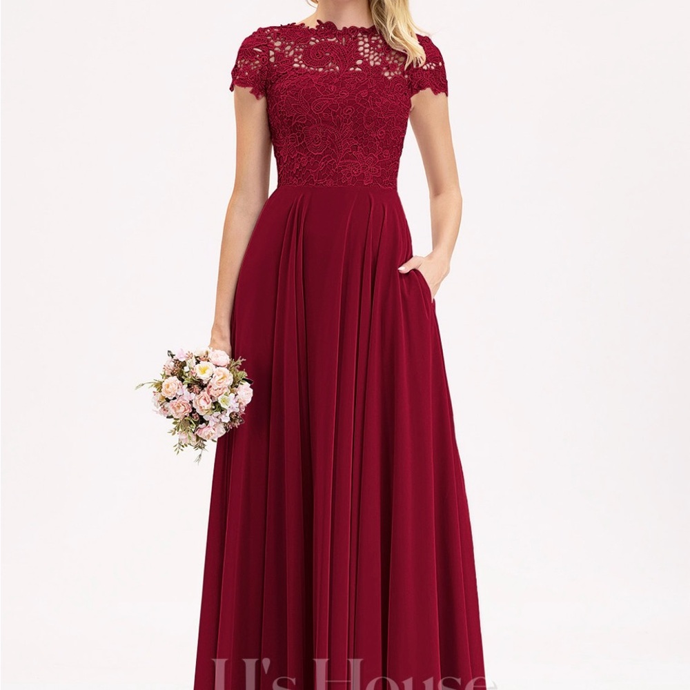 JJs House Burgundy Lace Dress